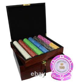 750pcs MONTE CARLO POKER ROOM POKER CHIPS SET HIGH GLOSS WOOD CASE CUSTOM BUILD