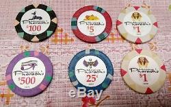 800 Authentic Pharaohs Poker Chip Set MINT CONDITION Solid Clay like Paulsons