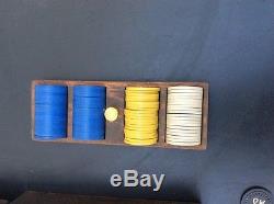 Antique Clay Poker Set With Initials Old Box Brass Knobs Very Very Old Box