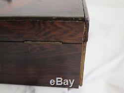 ANTIQUE POKER SET Clay Composite Chips Wood CARRIER BOX HOLDER Vtg
