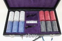 ASPINAL OF LONDON Black Lizard Suede Leather Case With 300 Chip Poker Set