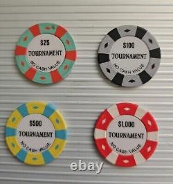 AUTHENTIC COLLECTIBLE POKER CHIP SET Of TOURNAMENT #BIKE NCV 25 100 500 & 1000