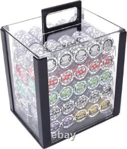 Ace Casino 1000 Clay Composite Poker Chips Set with Display Case & Holders