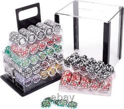 Ace Casino 1000 Clay Composite Poker Chips Set with Display Case & Holders