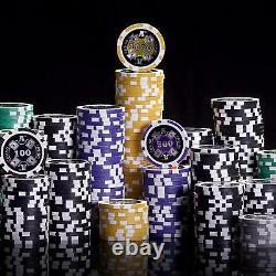 Ace Casino Poker Chip Set in Aluminum Carry Case Holo Inlay Heavyweight Casino