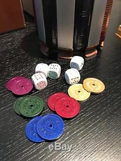 Alfred Dunhill Tradition Leather Poker Set Aluminum Case Chips Playing Cards Box