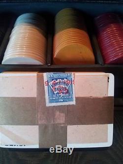 Antique 1919 Rare Poker Set with sealed IR Tax Stamp Cards-Clay Chips & Case