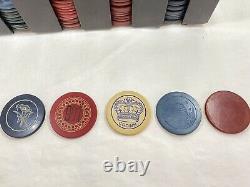 Antique 1920s Poker Chips Set 237 Total Clay Chips + 2 Decks Of Vintage Cards