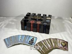 Antique 1920s Poker Chips Set 237 Total Clay Chips + 2 Decks Of Vintage Cards