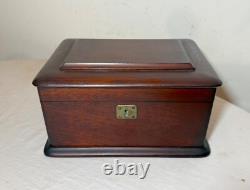 Antique 19th century handmade wood poker box set clay gambling cards chips