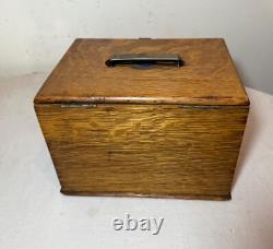 Antique 19th century handmade wood poker box set clay gambling cards chips