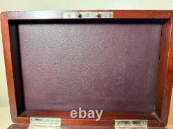 Antique 19th century handmade wood poker box set clay gambling cards chips
