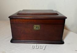 Antique 19th century handmade wood poker box set clay gambling cards chips