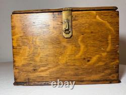 Antique 19th century handmade wood poker box set clay gambling cards chips