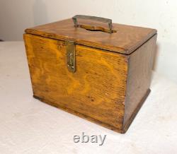 Antique 19th century handmade wood poker box set clay gambling cards chips