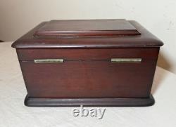 Antique 19th century handmade wood poker box set clay gambling cards chips