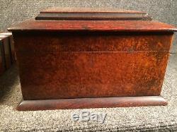 Antique Clay /Gutta Percha Poker Chip Set Inlay Burl Box Circa 1860-1880 Elegant