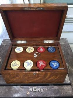 Antique Clay Poker Chip Set Beautiful