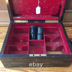 Antique G. Betjemann & Son Game Box Poker Set Bezique London Bone Chips Chinese