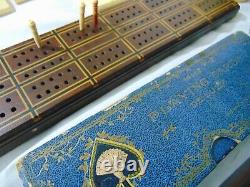 Antique Game Set Compendium Bone Chess Poker Chips Backgammon Cribbage Board