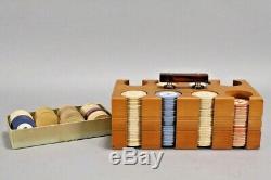 Antique H Clay Poker Chips Caddy Set Circa Early 1900s W Rare extras