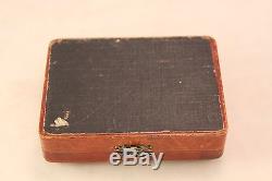 Antique Ladies Bakelite Poker Chip Set Leather Victorian Case with Petit Point