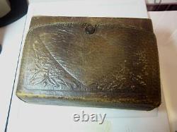 Antique Leather Cased Poker Set Poker Chips & Cards Pinochle & Poker