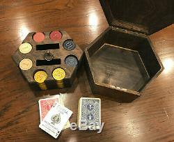 Antique Numbered (1,5,10,25) Poker Chip set c1920s Bicycle Playing Cards Vintage