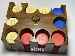 Antique Oak Caddy Poker Chip Set