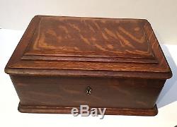 Antique Oak Poker Chip Set Box with Caddy and 288 Chips