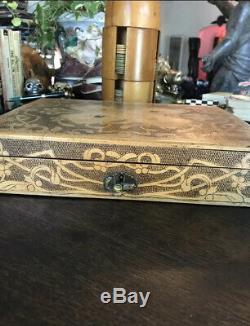 Antique Poker Box Set Rare WW1 Chip Box Shell And 1870s Iron Cross Deck Card