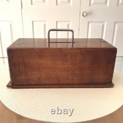 Antique Poker Chip & Card Set In Wooden Cary Case