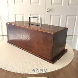 Antique Poker Chip & Card Set In Wooden Cary Case