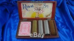 Antique Poker Chip Royal Set Brown Brothers Detroit La Flor De Fontella Cigars