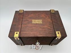 Antique Poker Chip Set Clay Composition Chips Wooden Caddy & Wood Box with Key