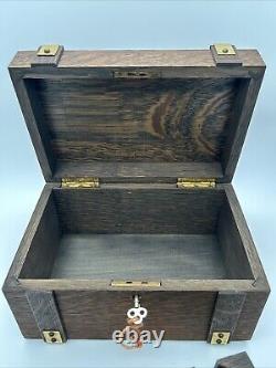 Antique Poker Chip Set Clay Composition Chips Wooden Caddy & Wood Box with Key
