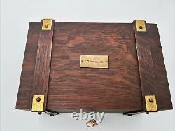 Antique Poker Chip Set Clay Composition Chips Wooden Caddy & Wood Box with Key
