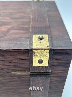 Antique Poker Chip Set Clay Composition Chips Wooden Caddy & Wood Box with Key