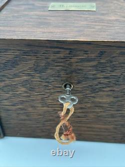 Antique Poker Chip Set Clay Composition Chips Wooden Caddy & Wood Box with Key