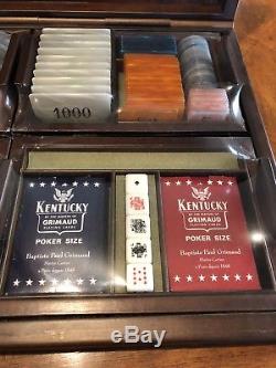 Antique Poker Set & Vintage Kentucky Poker Size Playing Cards By Grimaud