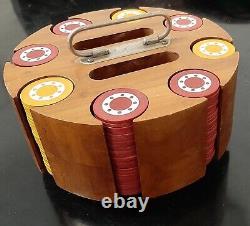 Antique Red and Yellow Dotted Wheel Poker Set in hardwood Carousel