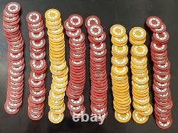 Antique Red and Yellow Dotted Wheel Poker Set in hardwood Carousel