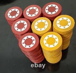 Antique Red and Yellow Dotted Wheel Poker Set in hardwood Carousel