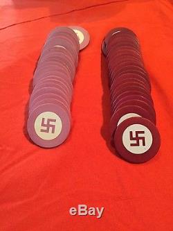 Antique Swastika Poker Chip Set with unique carousel holder