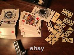 Antique Victorian rosewood/mahogany traveling casino poker gambling case derrin