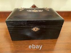 Antique Vintage Bakelite Poker Chip Set In Original Oak Box W Brass Decorations