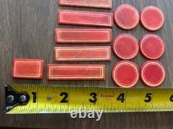 Antique Vintage Bone Gaming Poker Chip Set in Wood Box