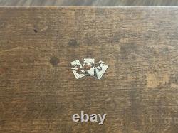 Antique Vintage Bone Gaming Poker Chip Set in Wood Box