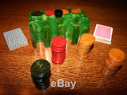Antique Vintage Catalin Bakelite Poker Chip Set Beautiful 200 Chips All Original