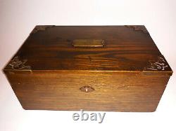 Antique Vintage Poker Chips Set in Wooden Box Clay Poker Chips in Box Heavy RARE